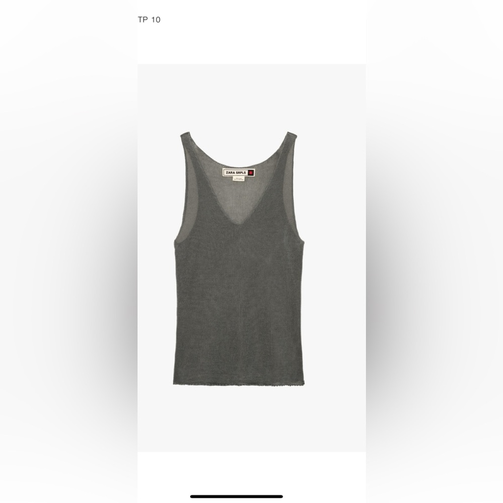 Zara srpls surplus Charcoal Sleeveless Knit tank Top v neck sweater shirt